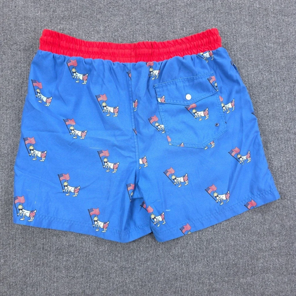 GOAT USA Swim Trunks Mens Blue Large Lined Stretch Beach Shorts Surfing Coastal